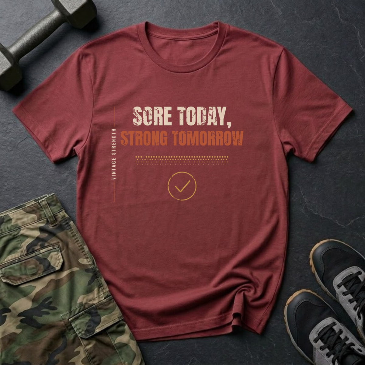 Sore Today, Strong Tomorrow T-Shirt in Heather Cardinal