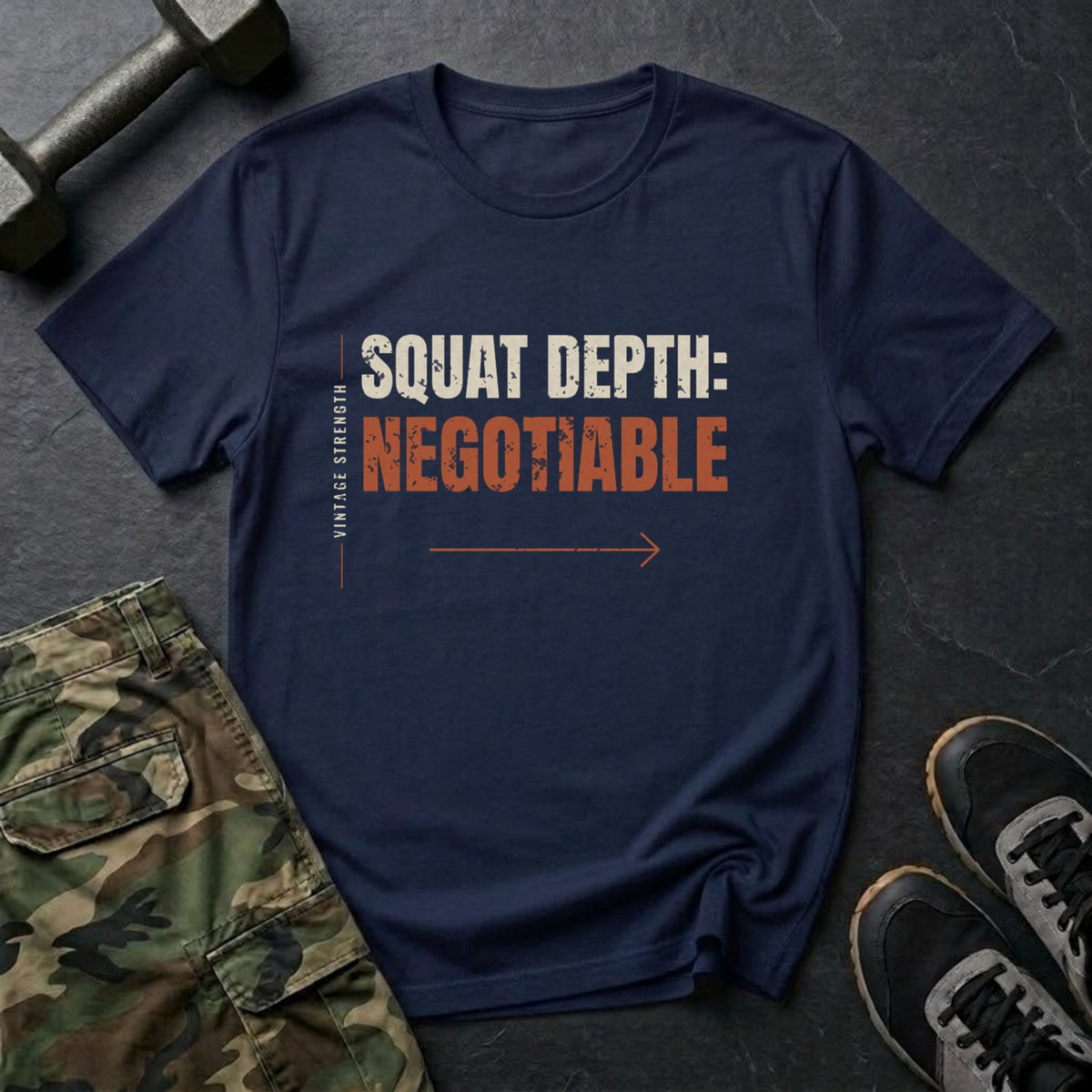 Squat Depth Negotiable T-Shirt in Navy