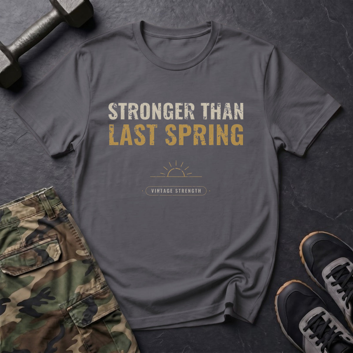 Stronger Than Last Spring T-Shirt in Charcoal