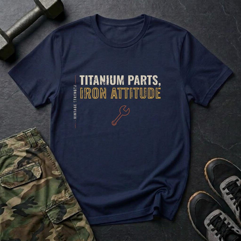 Titanium Parts, Iron Attitude T-Shirt in Navy